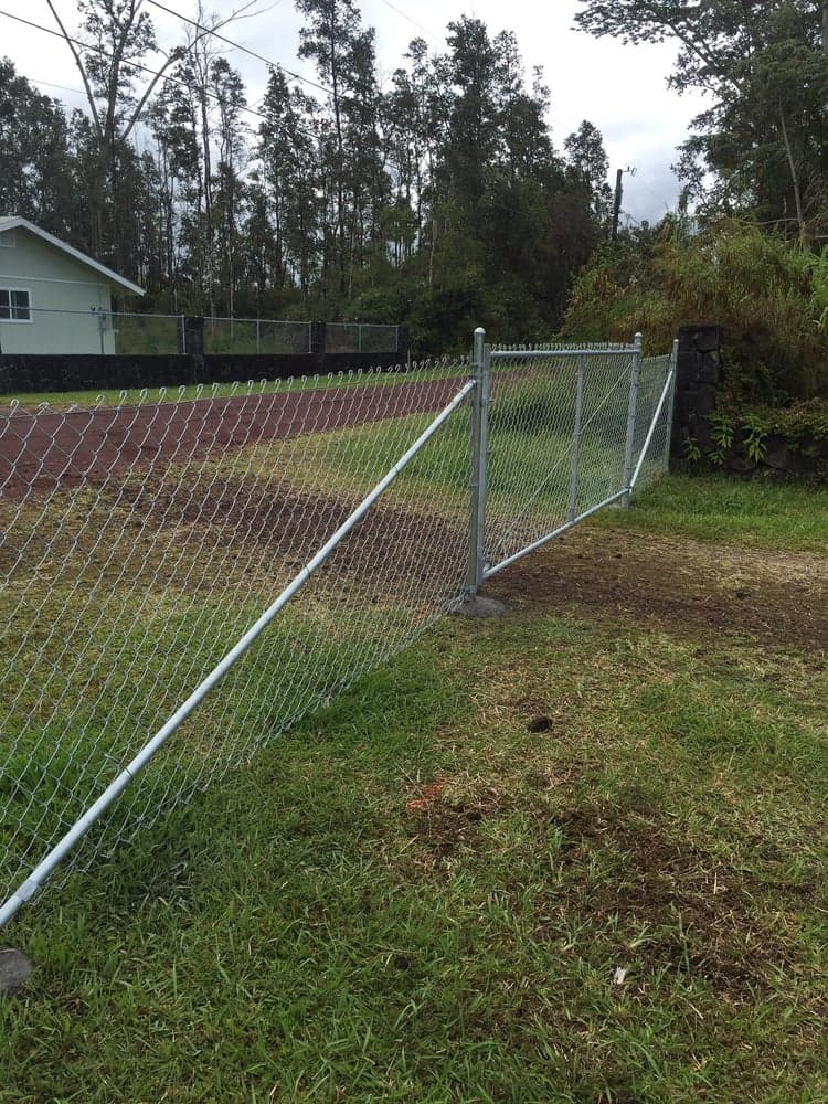 Front fence and gate — On The Line Fencing project, Big Island, Hawaii