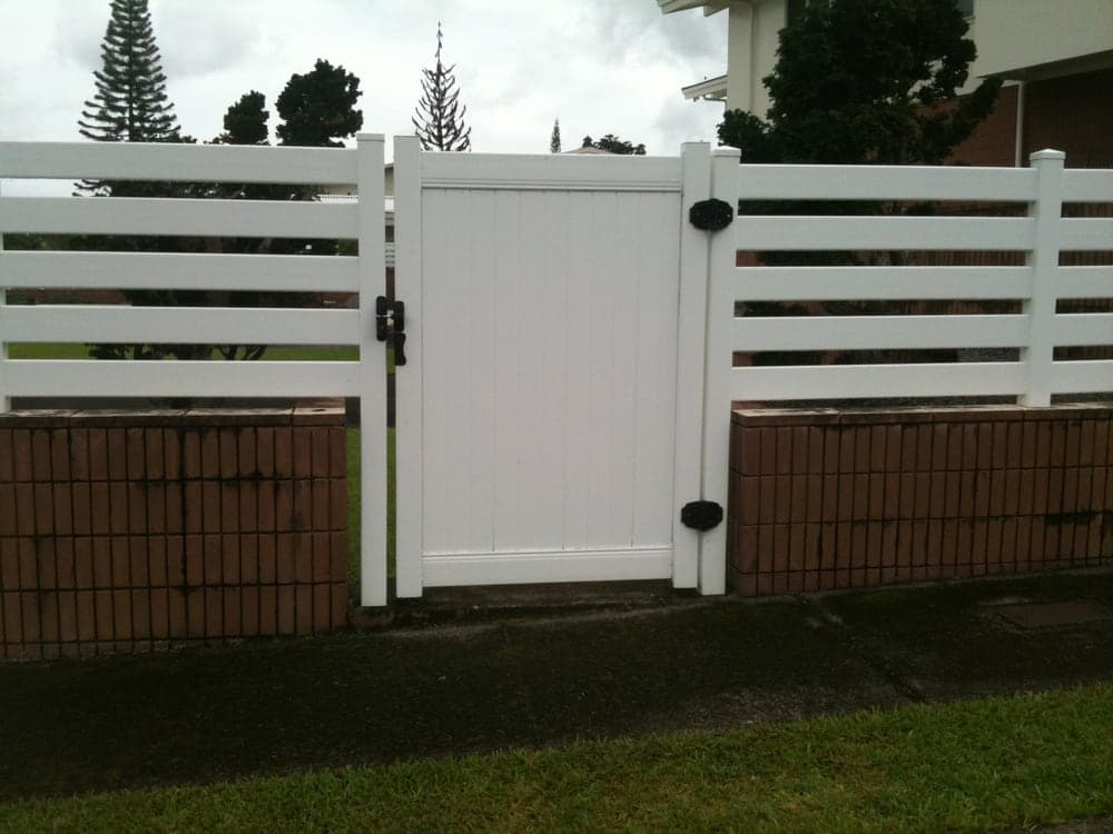 vinyl gates also from walk to drive gates — On The Line Fencing project, Big Island, Hawaii